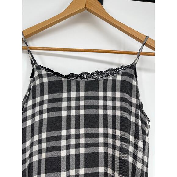 Zara Black White Gingham Lace Slit Shark-bite Hem Size S‎ Y2K Grunge Boho Punk - Picture 4 of 8